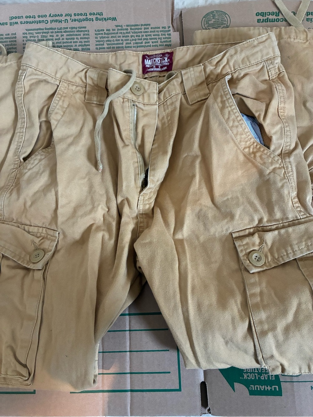 MATCHSTICK Men's Tan Cargo Pants - Drawstring Waist